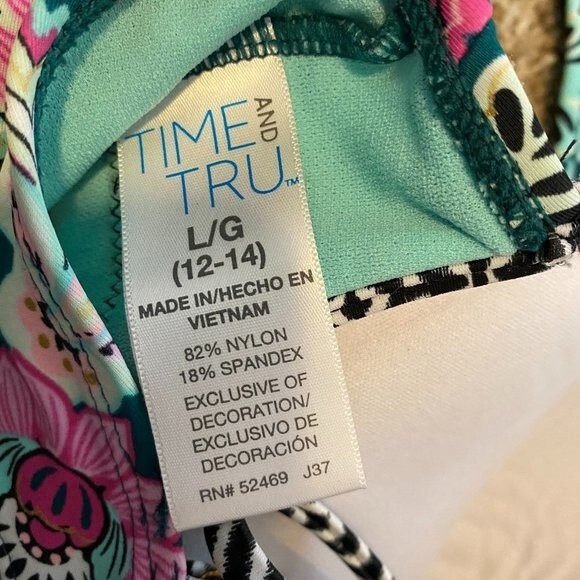 Time and Tru Floral Lace Boho Padded Womens Swimsuit Top Size Large - Picture 4 of 7